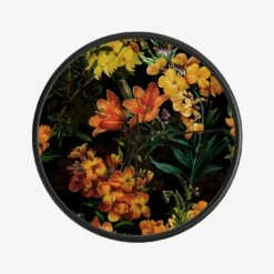 Yellow Spring Flowers Night Garden Clock