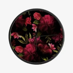 Dark Red Vintage Roses Clock