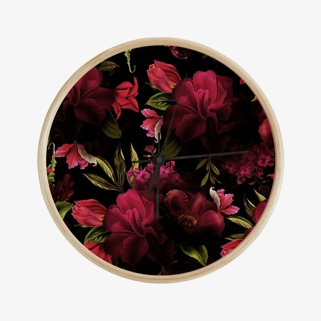 Dark Red Vintage Roses Clock - Image 2