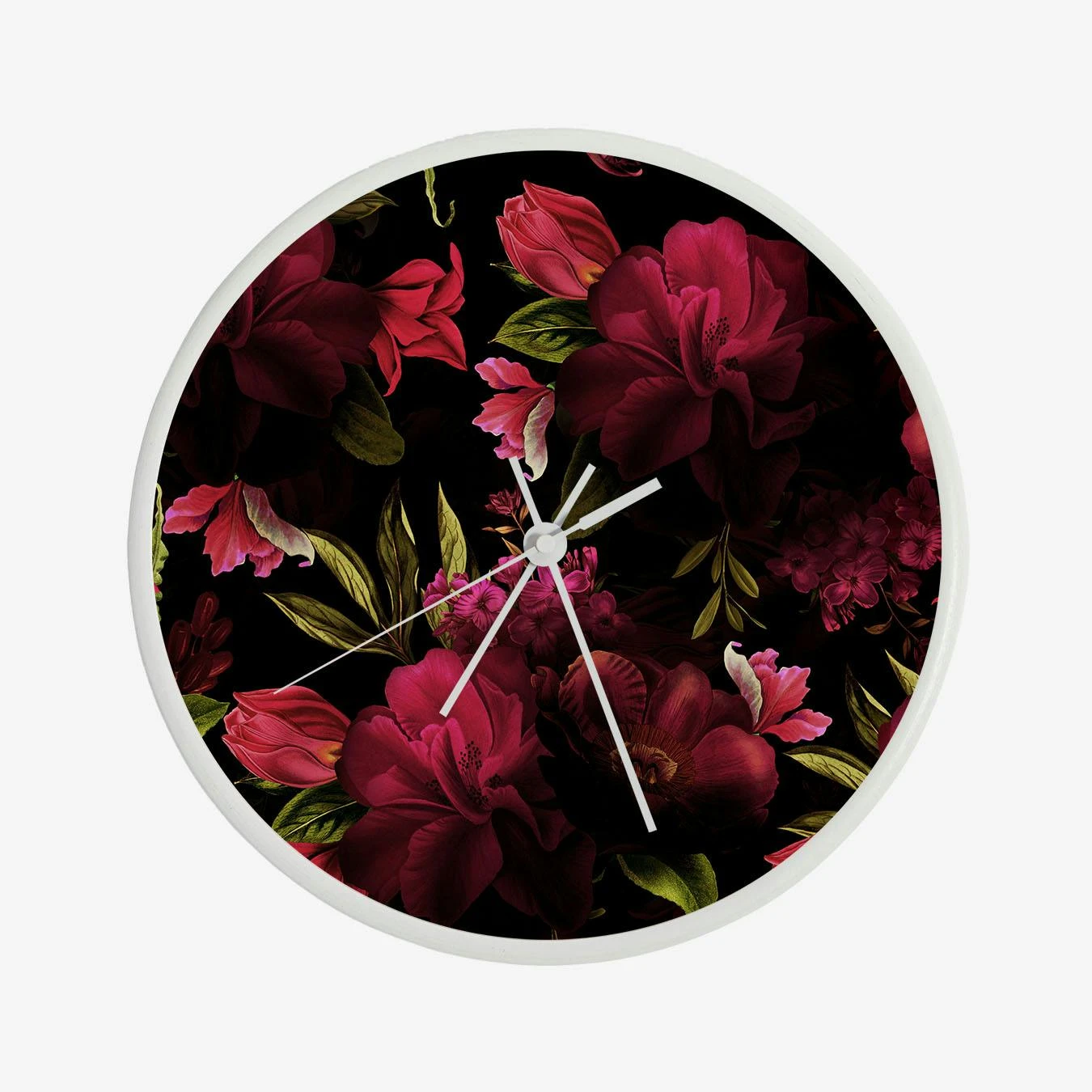 Dark Red Vintage Roses Clock - Image 3