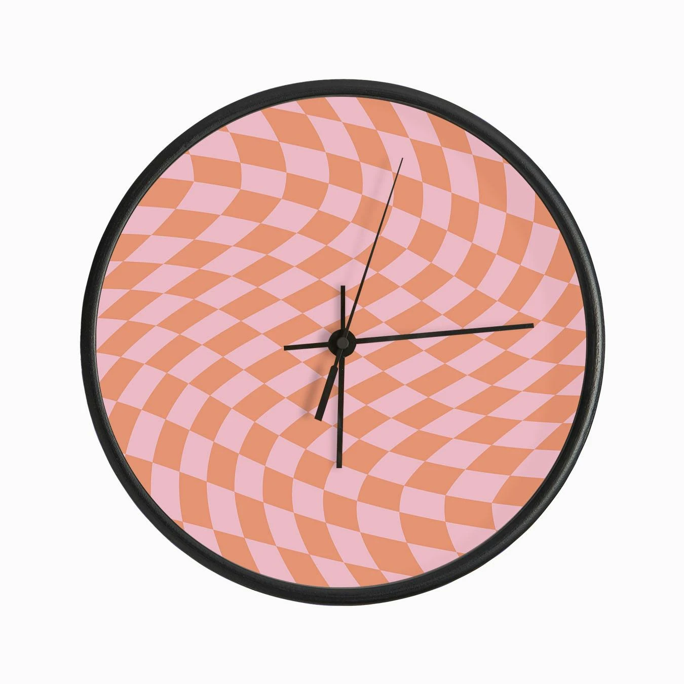 Pink Orange Checker Clock