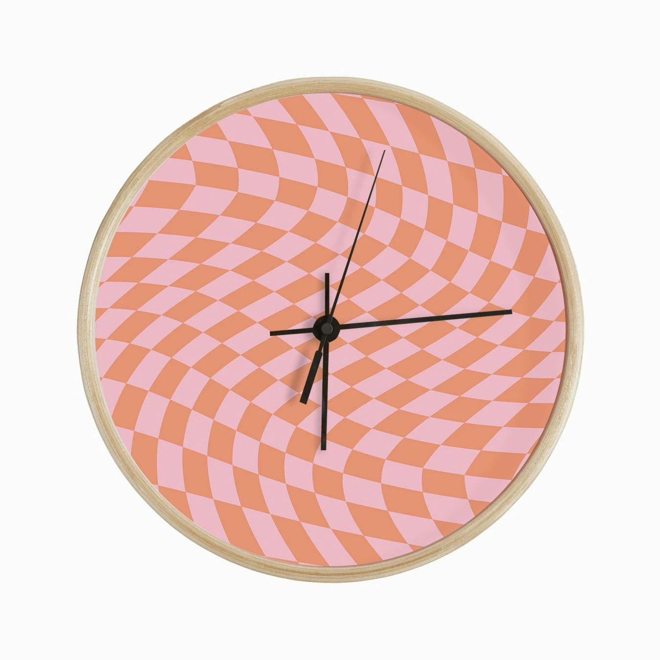 Pink Orange Checker Clock - Image 2