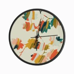 Colorful Hanging Maple Leaves Clock