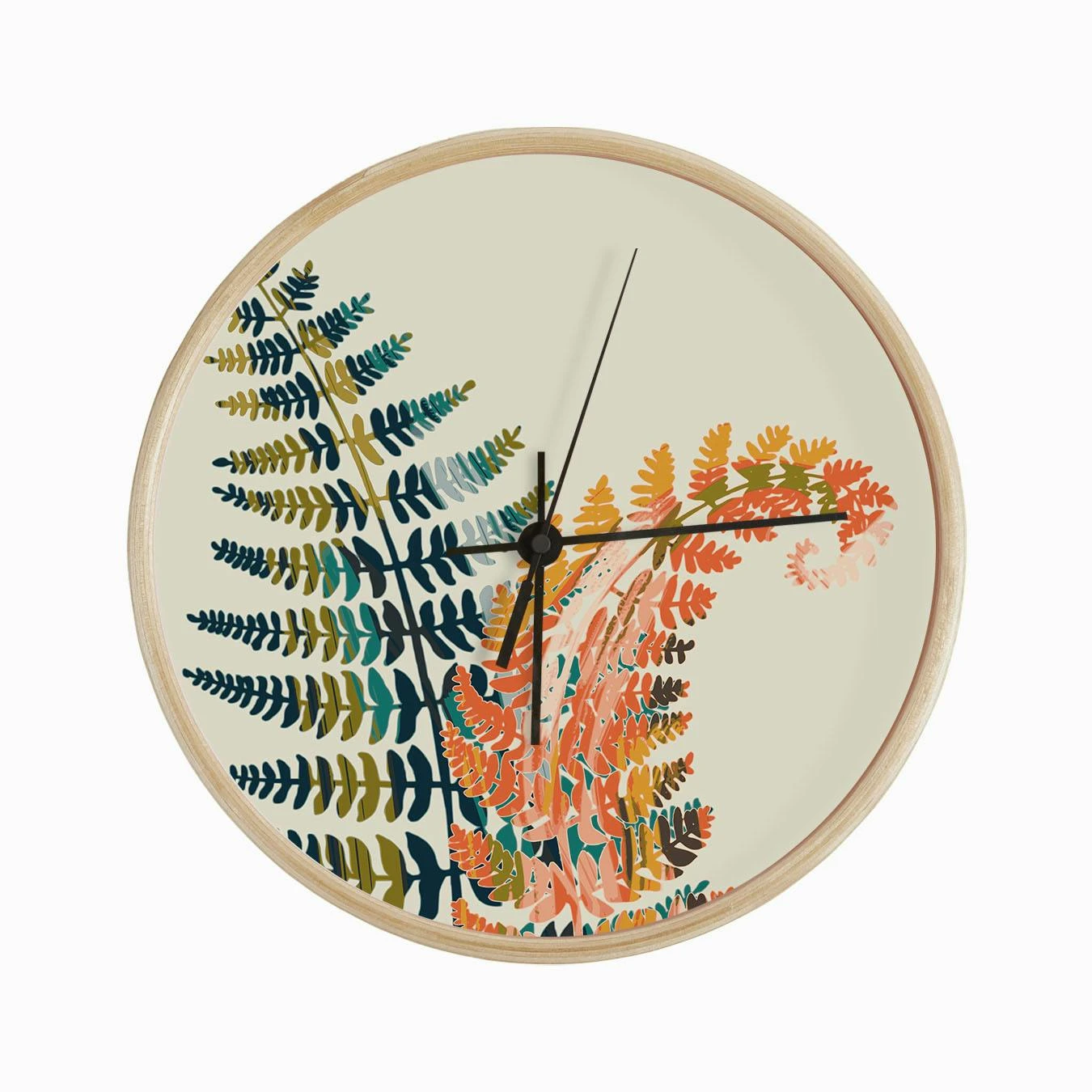 Colorful Fern Leaves Clock - Image 2