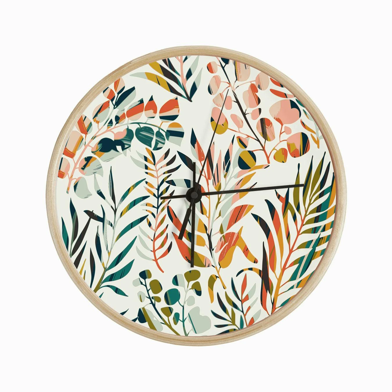 Colorful Leaves Pattern Clock - Image 2