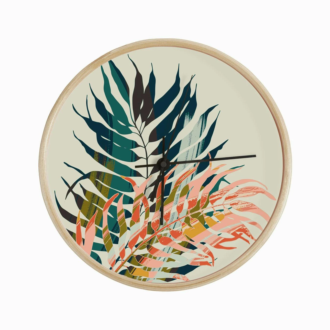 Colorful Palm Leaves Clock - Image 2