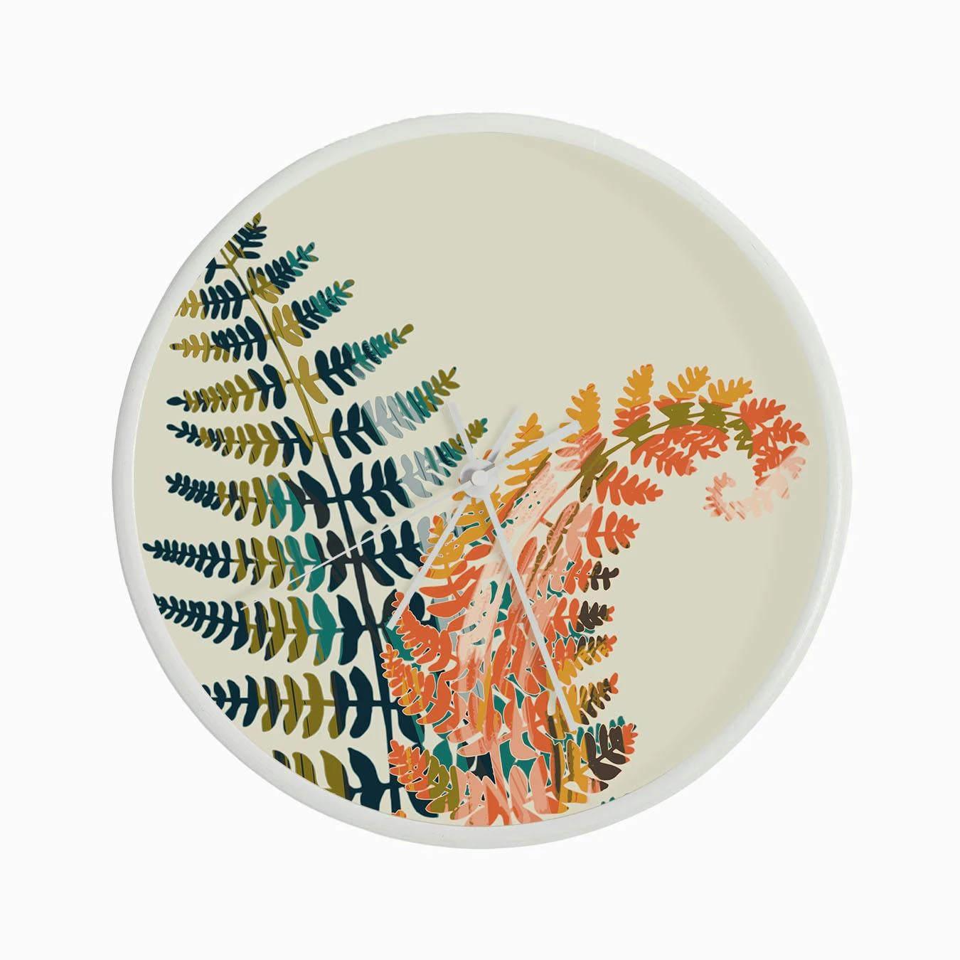 Colorful Fern Leaves Clock - Image 3