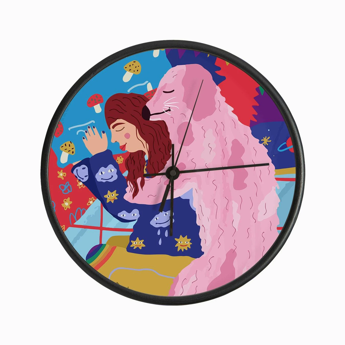 Napping With A Pink Dog Clock