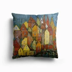 Bunte Häuser Canvas Cushion