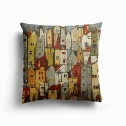 Graue Häuser Canvas Cushion