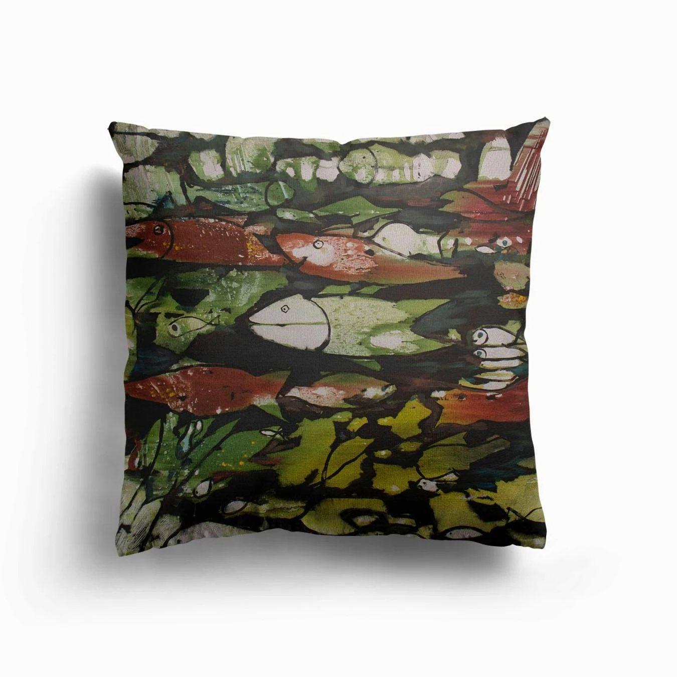 Fische Grün Canvas Cushion