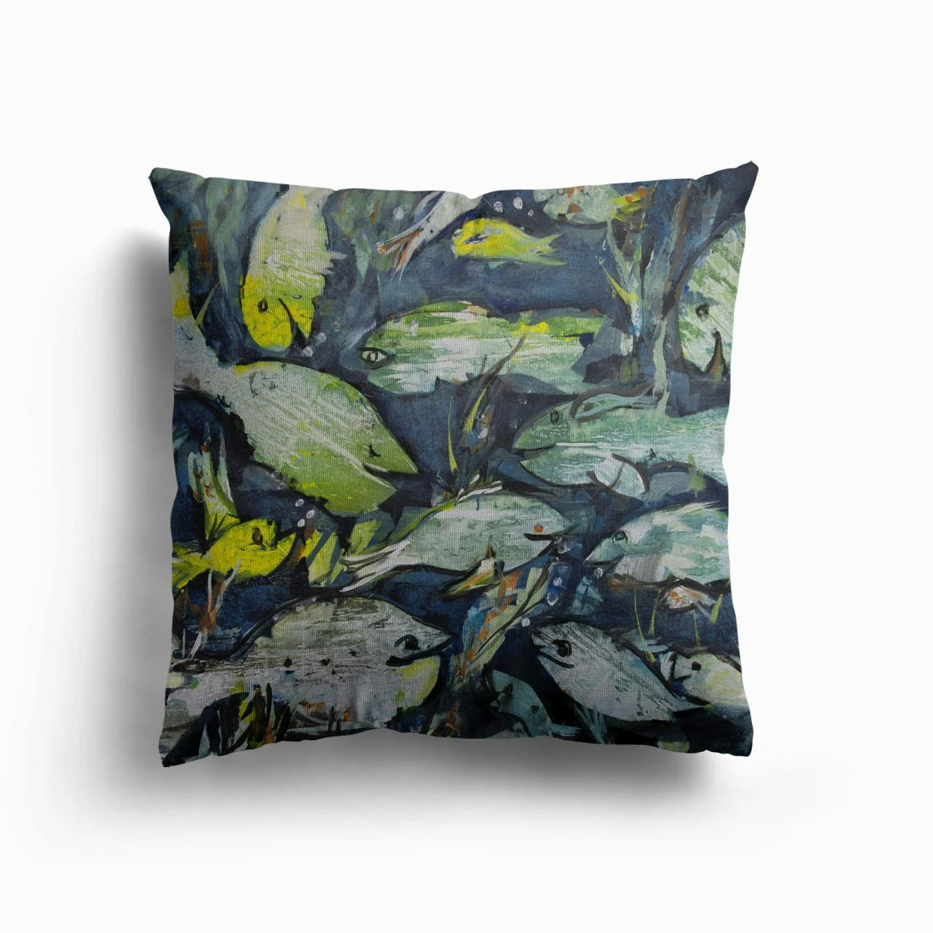 Grüne Fische Canvas Cushion