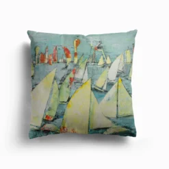 Gelbe Segel Mit Rotem Speicher Canvas Cushion
