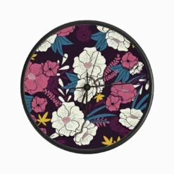 Rich Flower Pattern On Purple Clock