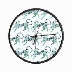 Light Blue Tiger Pattern Clock