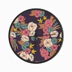 Flower Pattern On Purple Clock