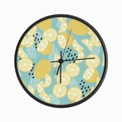 Lemon And Lemon Slices Pattern With Decoration Clock