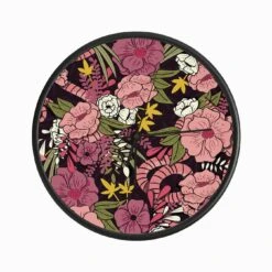 Flower And Floral Pattern With Pink And Green Decoration Clock