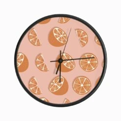 Orange Pattern On Pink Clock