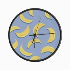 Banana Pattern On Blue Clock