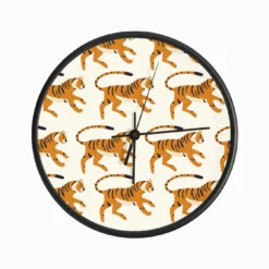 Tiger Pattern On White Clock