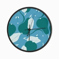 Pattern With Green Pears On Blue Clock