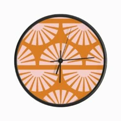 Geometric Pattern Pink And Orange Sunrise Clock