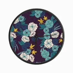 Flower And Floral Pattern On Purple Clock