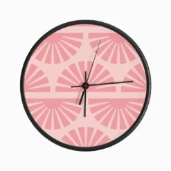 Geometric Pattern Pink Sunrise Clock