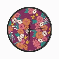 Flowers And Floral Pattern Clock