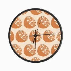 Orange Pattern On Pastel Orange Clock