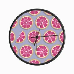 Grapefruit Slices Pattern On Pastel Purple Clock
