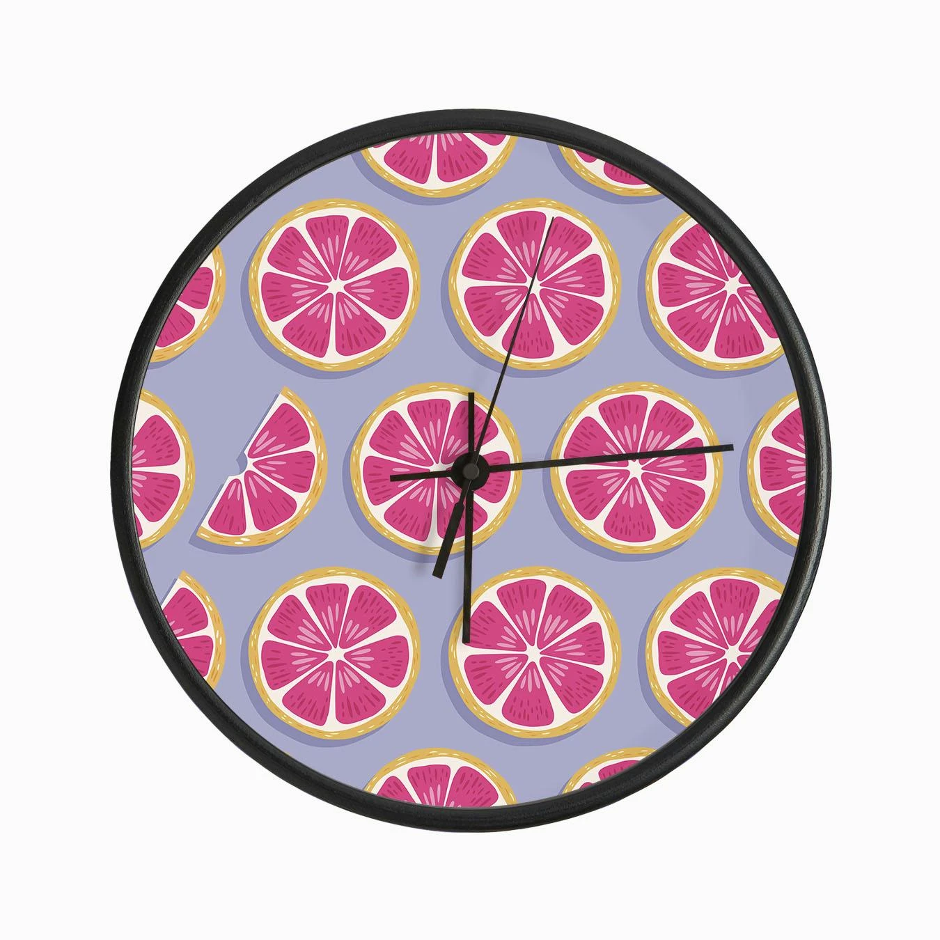 Grapefruit Slices Pattern On Pastel Purple Clock