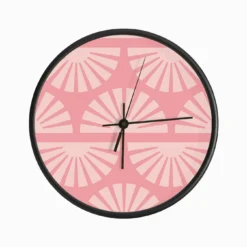 Geometric Pattern With Light Suns On Vibrant Pink Clock