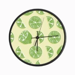 Lime Pattern On Pastel Yellow Clock