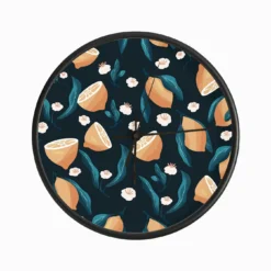 Night Lemon Pattern On Dark Blue Clock