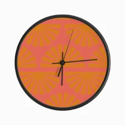 Geometric Pattern Vibrant Orange Sunrise Clock
