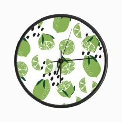 Lime Pattern On White With Decoration Clock