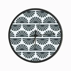 Geometric Pattern With Dark Blue Sunrise On Light Blue Clock