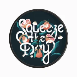 Squeeze The Day Hand Lettering With Oranges On Blue Clock