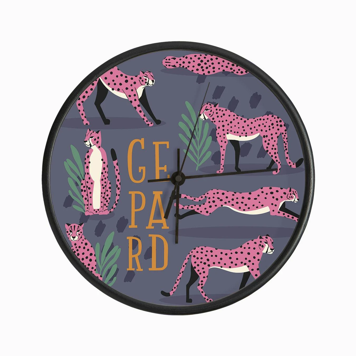 Pink Cheetahs With Florals Clock