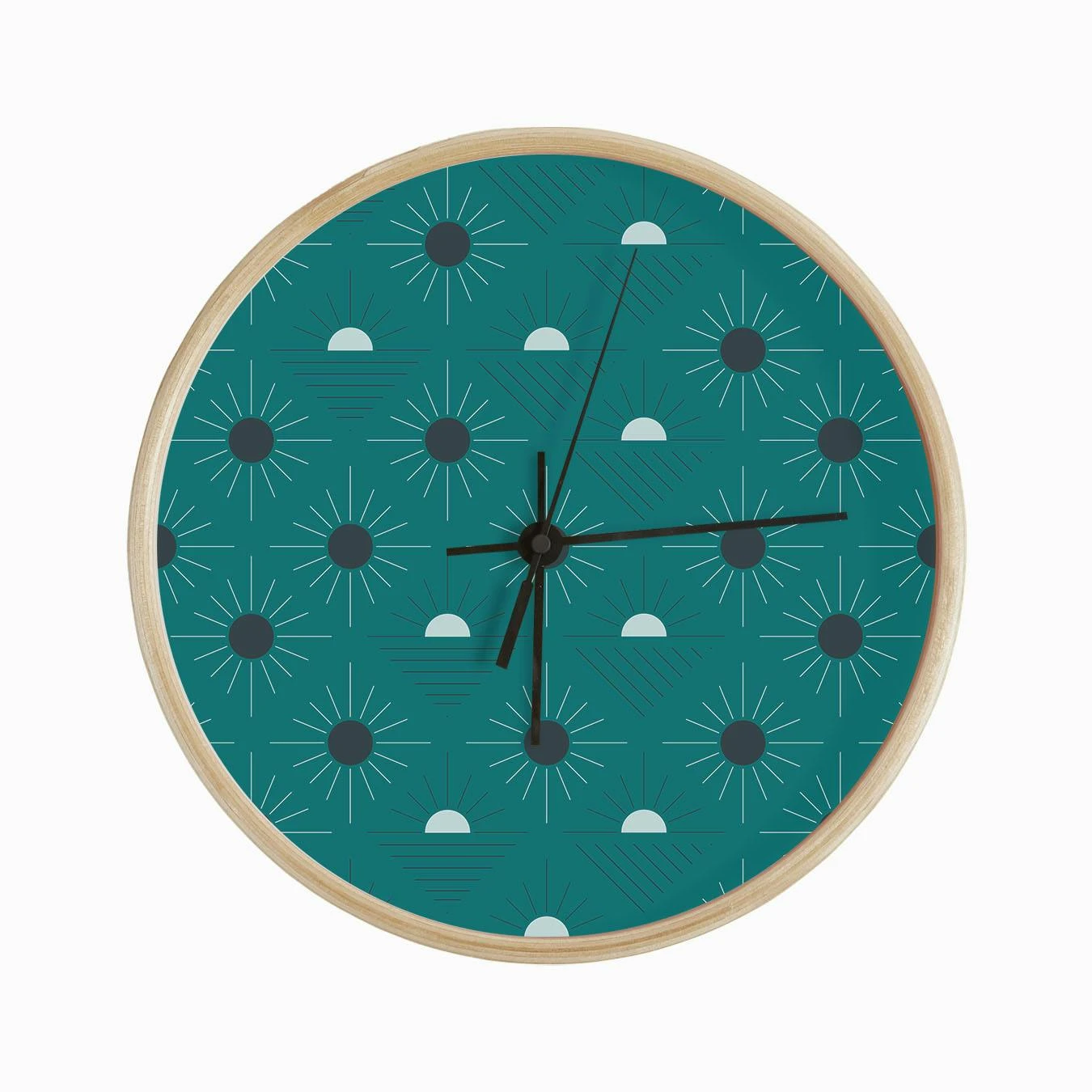Geometric Pattern With Suns On Green Clock - Image 2