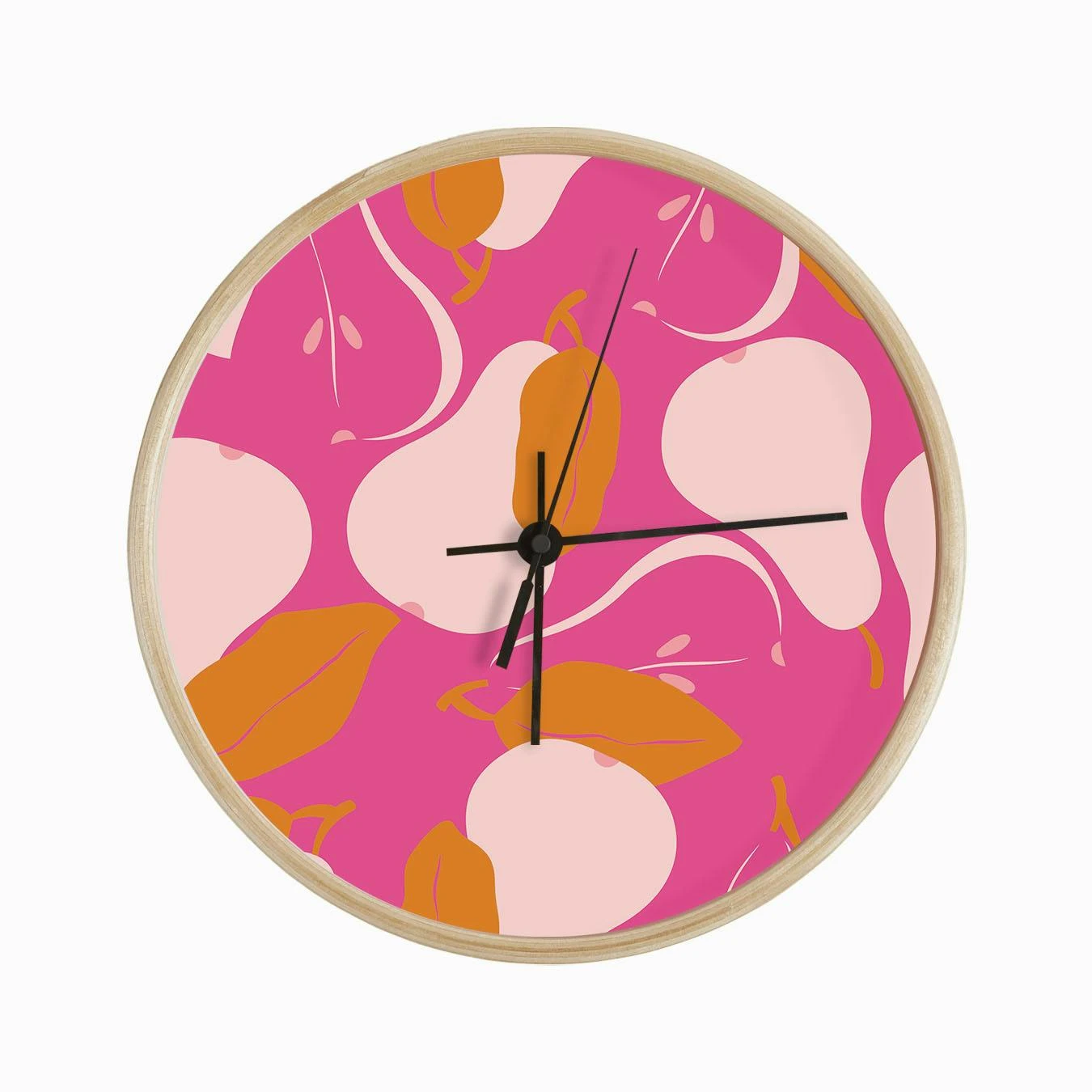 Pattern With Pears On Neon Pink Clock - Image 2