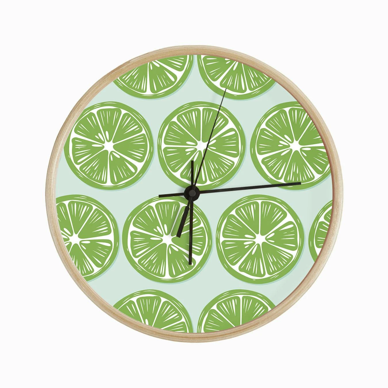 Lime Slices Pattern On Pastel Blue Clock - Image 2