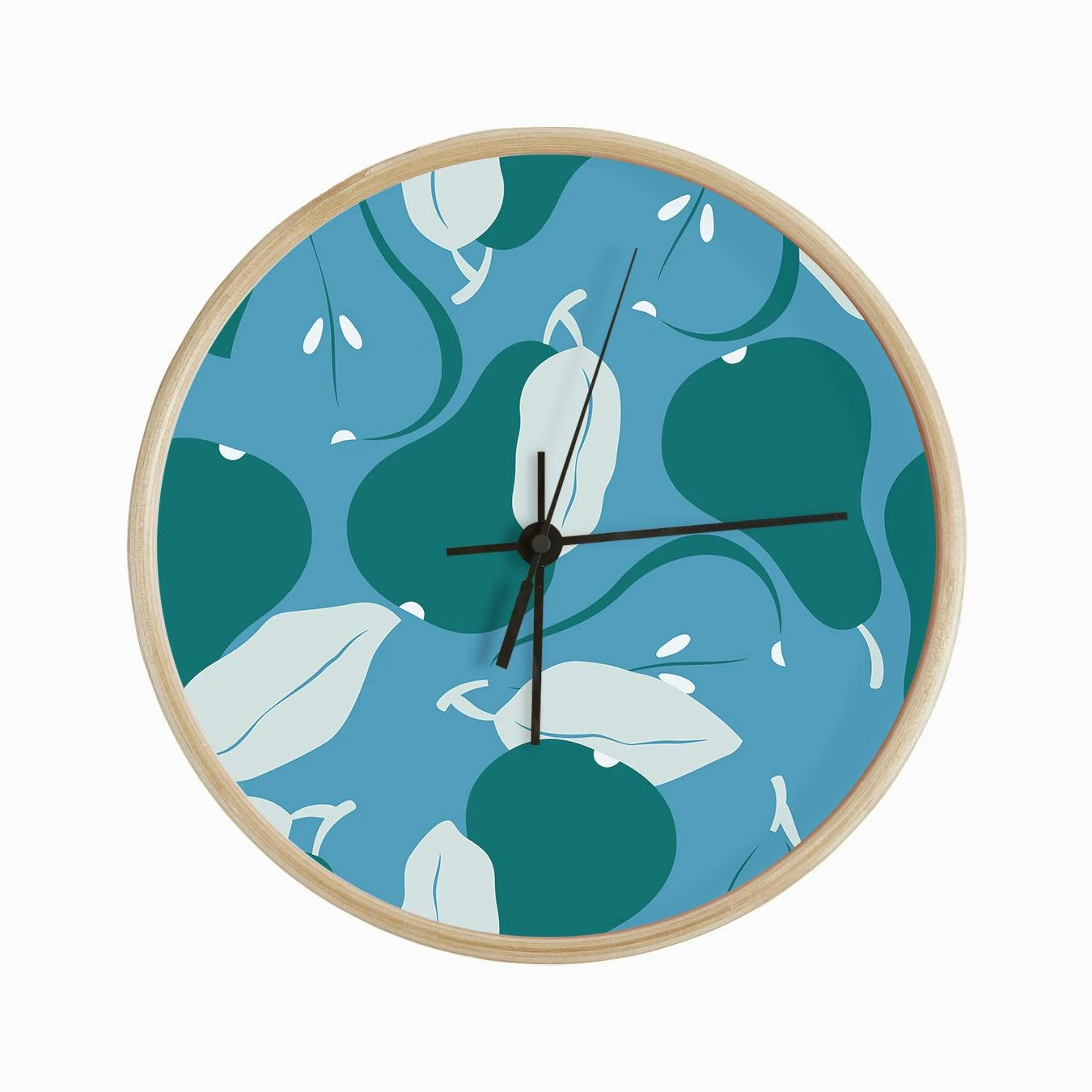 Pattern With Green Pears On Blue Clock - Image 2
