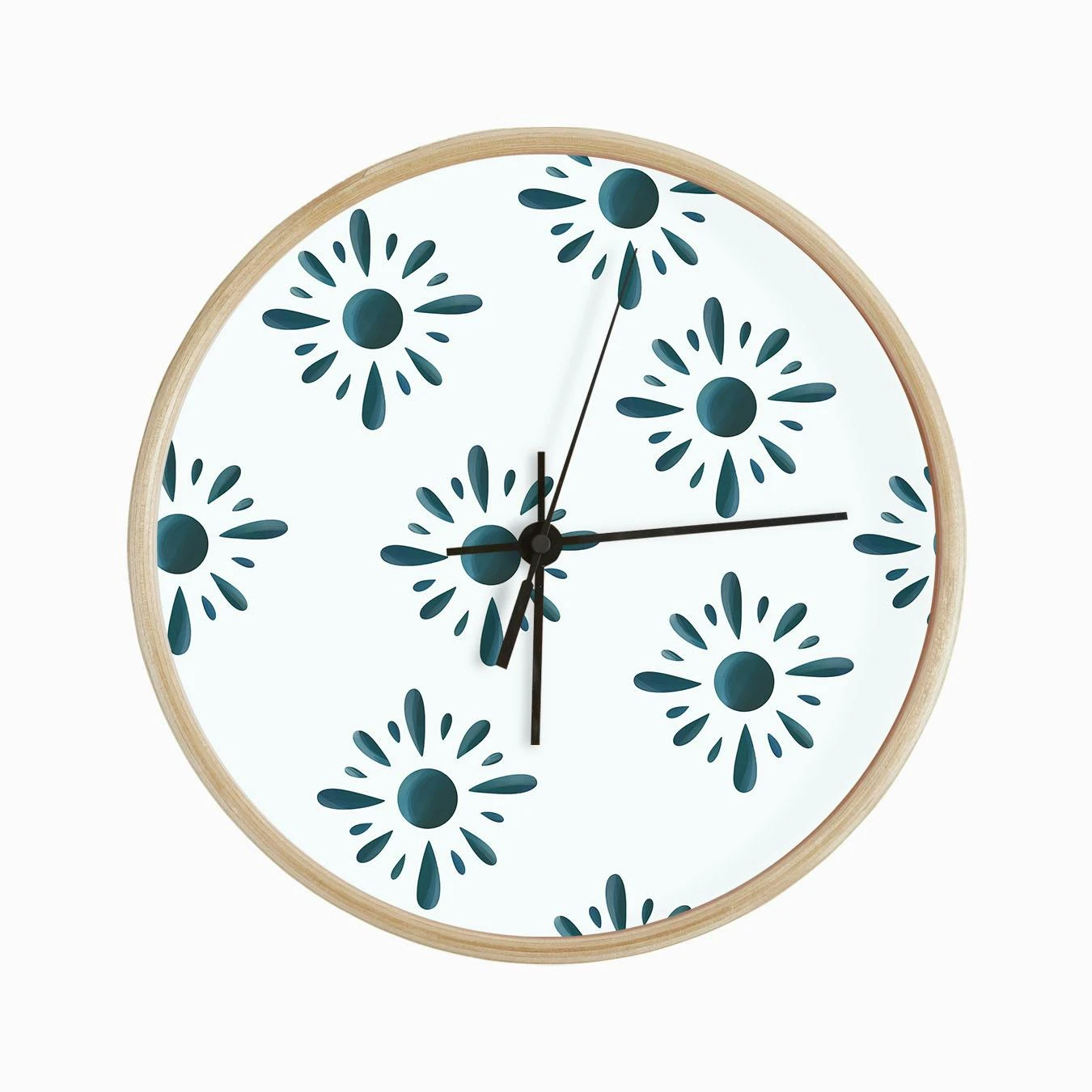 Dark Blue Suns On Light Blue Pattern Clock - Image 2