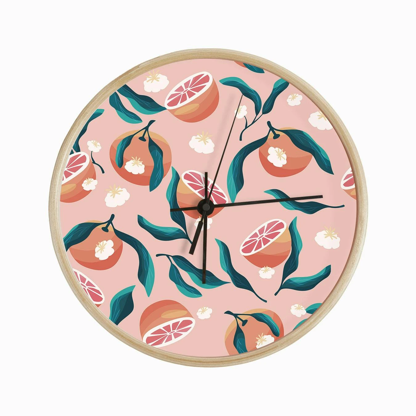 Orange Pattern On Pink With Florals Clock - Image 2