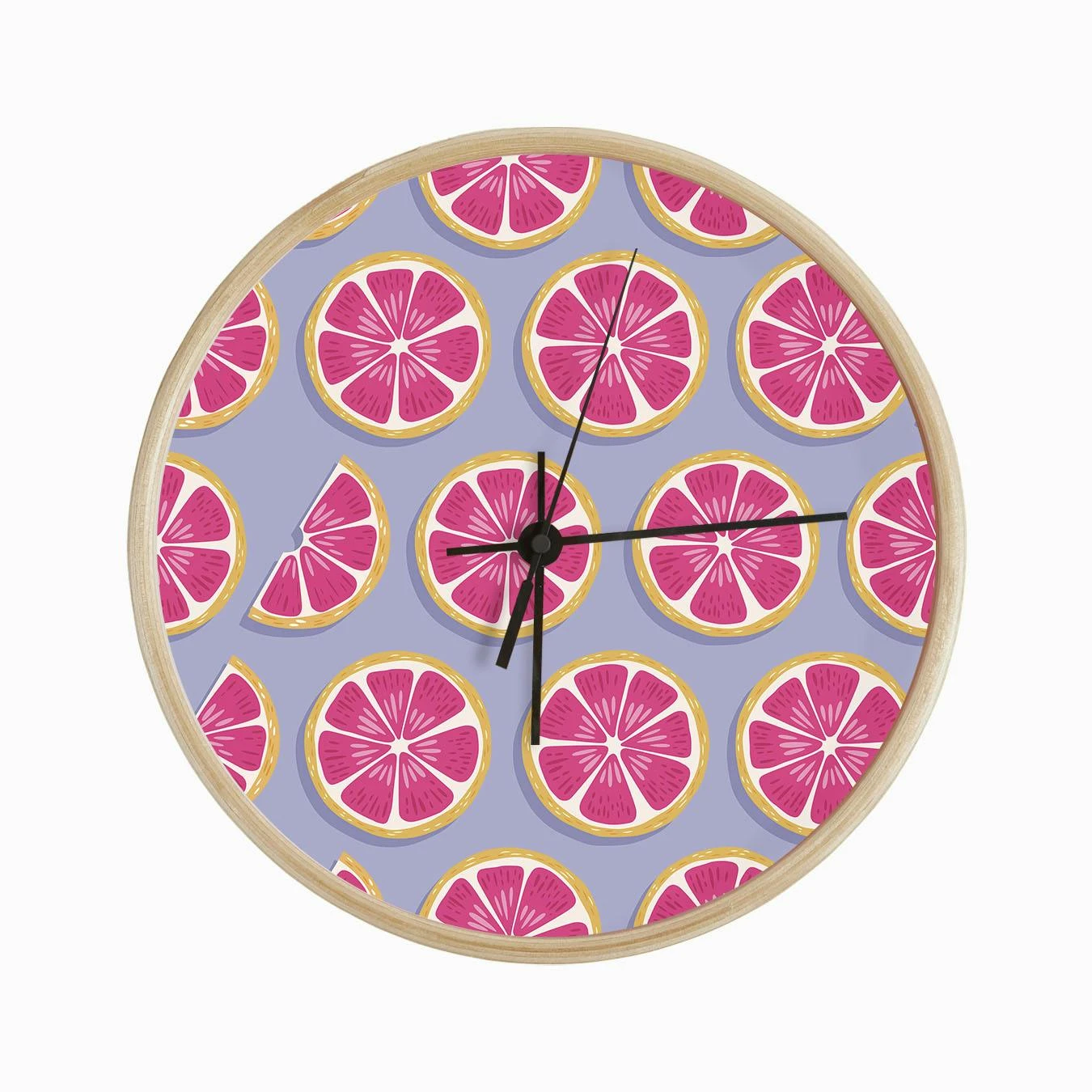 Grapefruit Slices Pattern On Pastel Purple Clock - Image 2