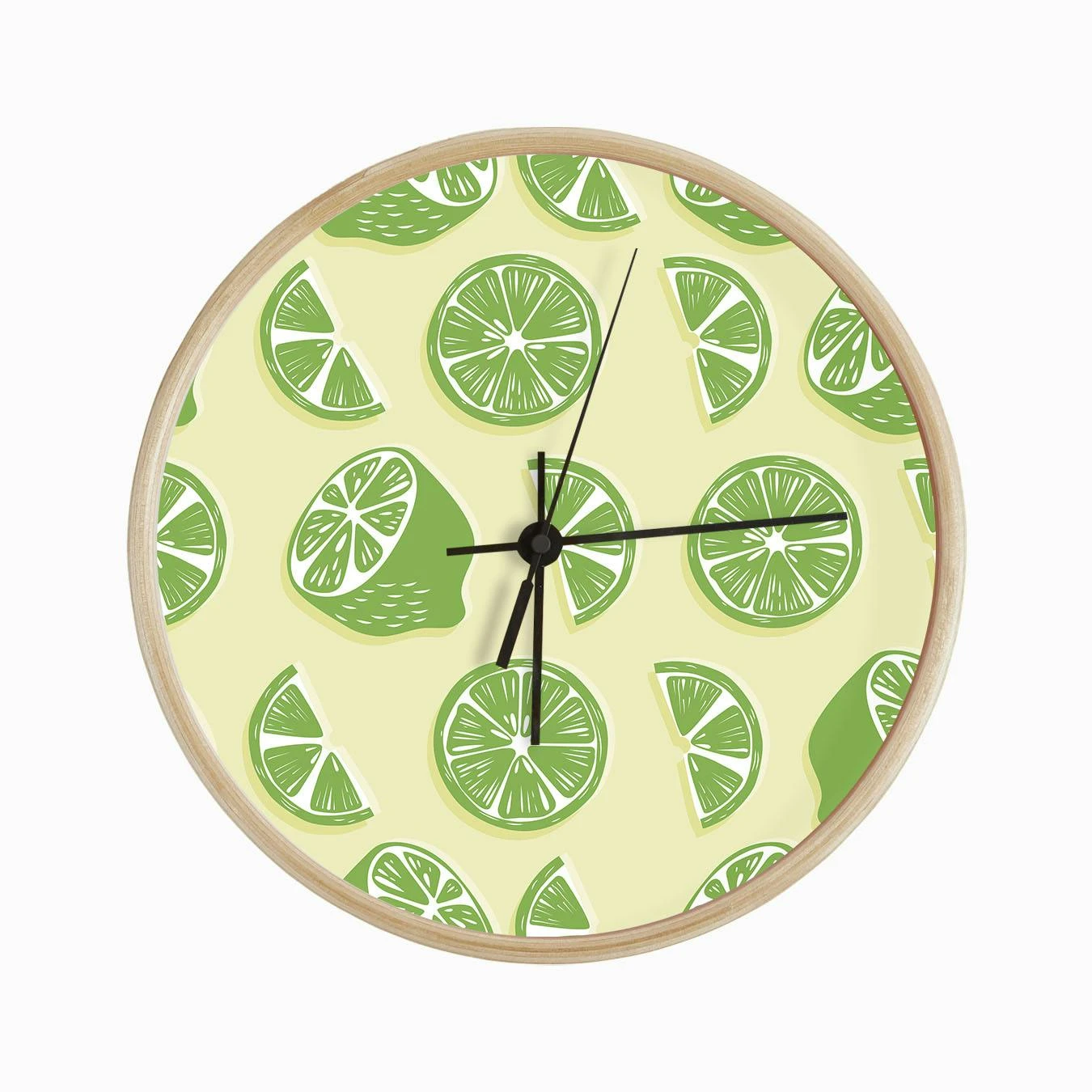 Lime Pattern On Pastel Yellow Clock - Image 2