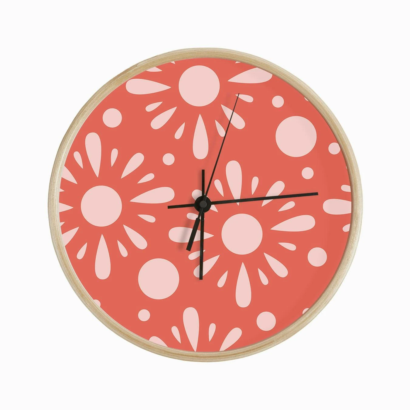 Light Pink Florals On Vibrant Background Clock - Image 2